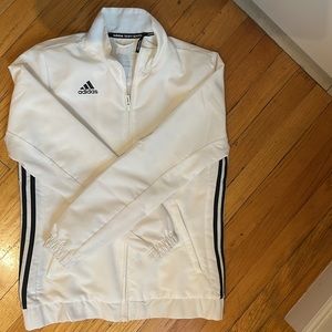 Adidas three stripe athletic jacket, white, size S HOT STYLE